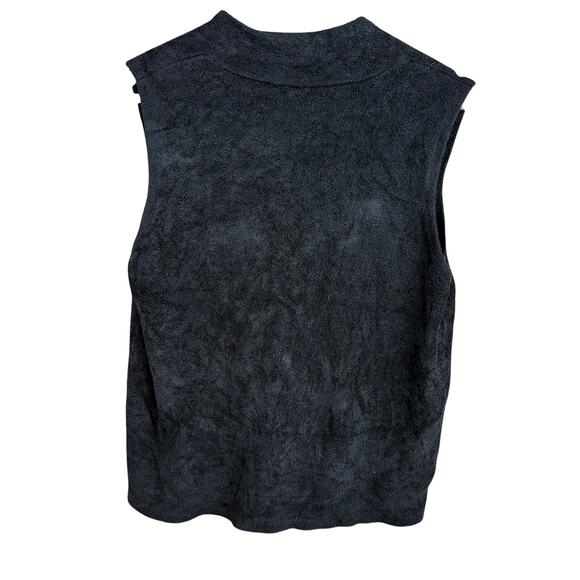 Eileen Fisher Velour Top M Black Blouse Shirt Tank Shell Capsule Minimalist - Picture 2 of 4